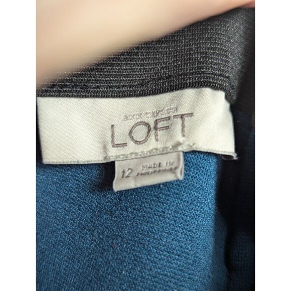 LOFT Crochet-Lace Floral Overlay Skirt Black Blue Stretch Fairy Goth Y2K Size 12 - Picture 6 of 7